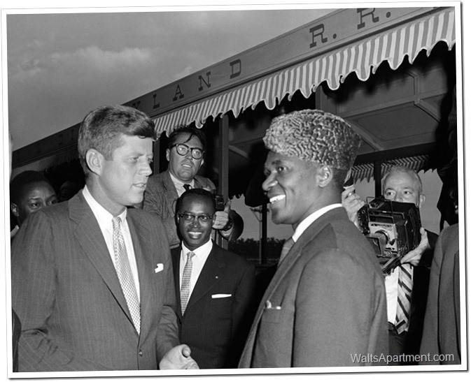 Senator John F. Kennedy and President of Guinea, Ahmed Sékou Touré in October 1959 - www.WaltsApartment.com